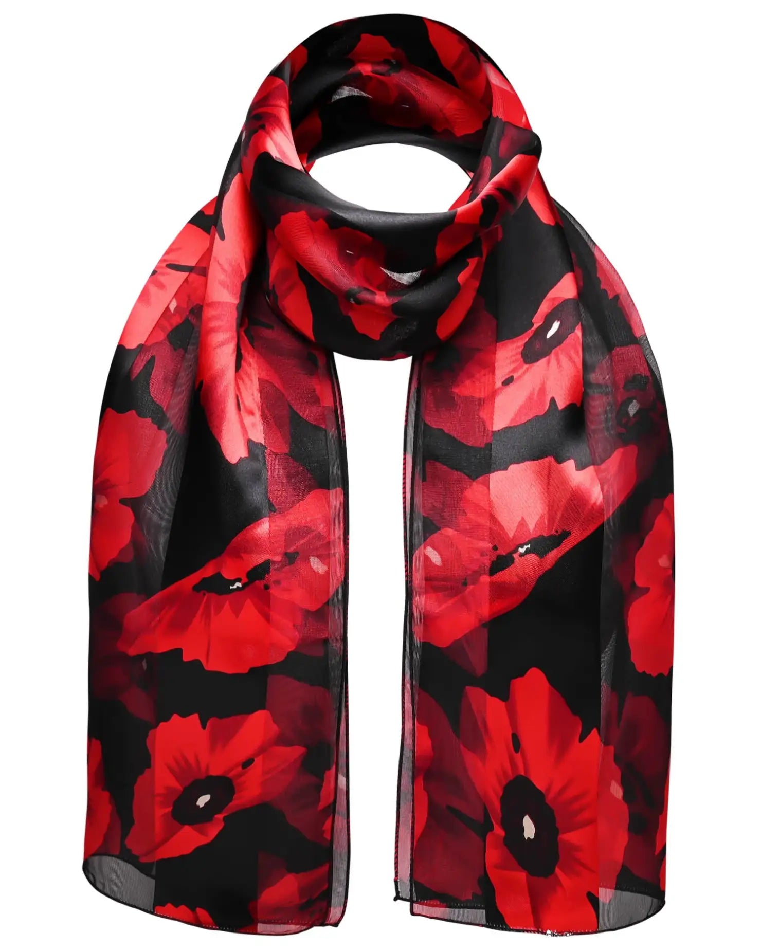 Poppy Floral Print Scarf displayed in the ’Poppy Floral Print Scarf & Gold Plated Ring Set’