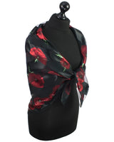 Large square Poppy Scarf & Holder Set for Remembrance Day, black and red floral print