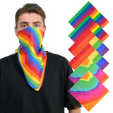 Man wearing pride rainbow flag bandana from set