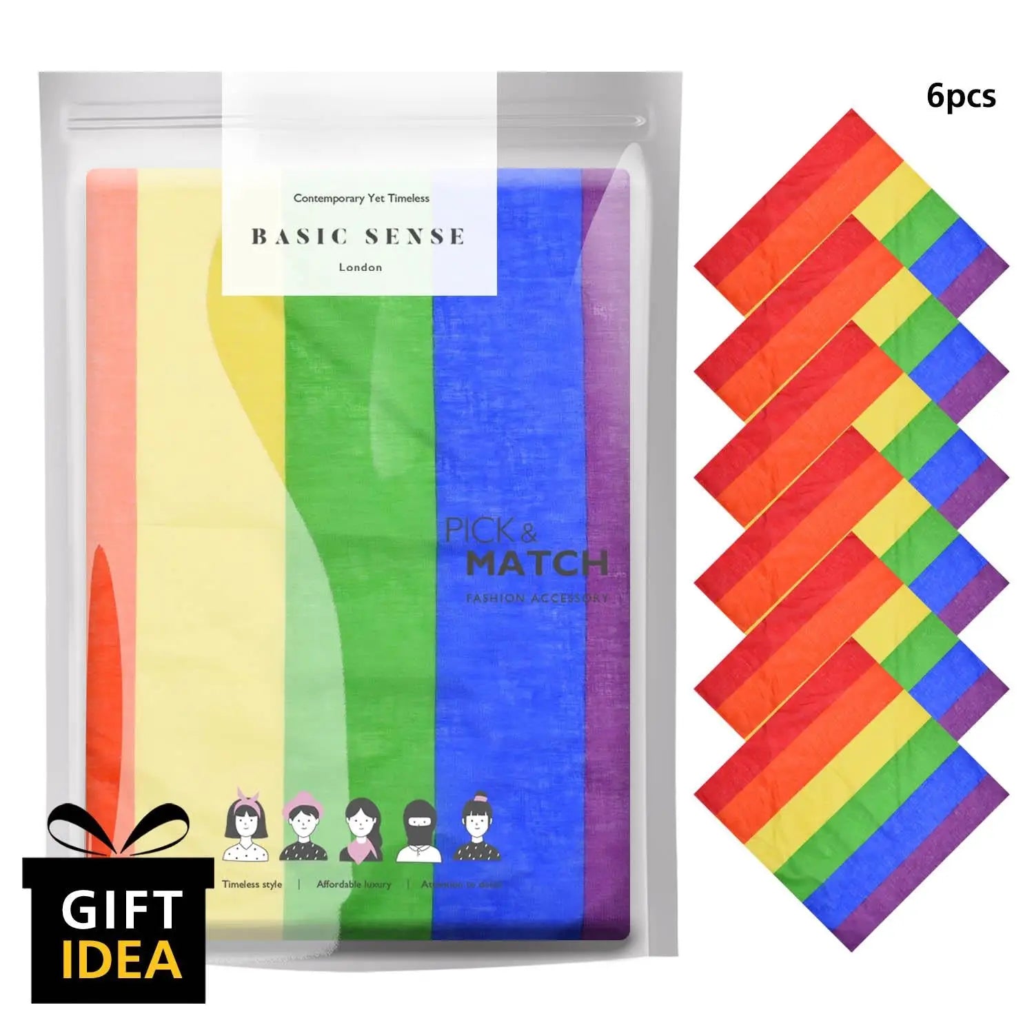 Pride Rainbow Flag Bandana Set with 6 Pack of Rainbow Colored Paper