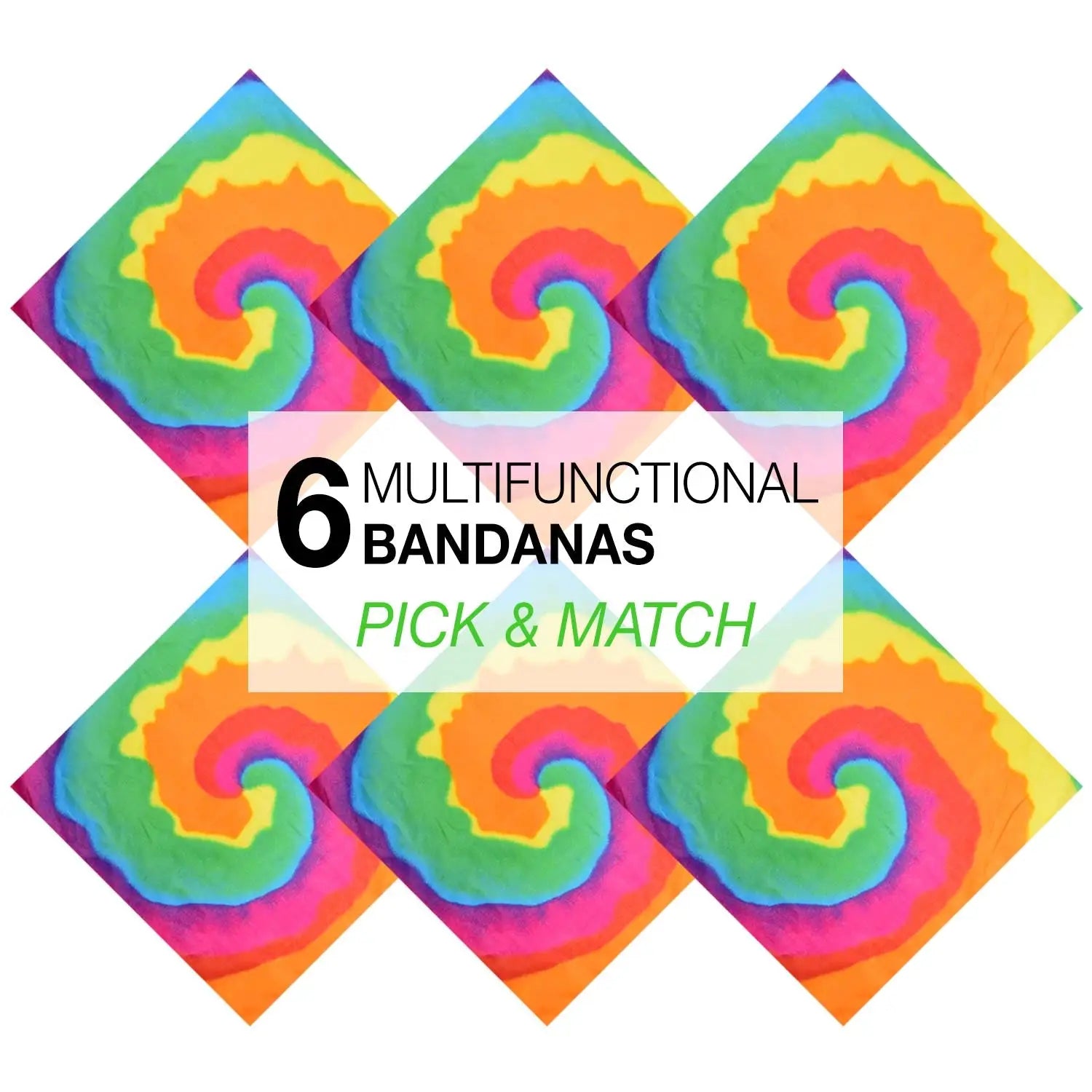 Pride Rainbow Flag Bandana Set - 6 Multifunctional Rainbow Swirls