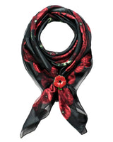 Red Poppy Square Scarf – Satin Remembrance Wrap for Women - Black / Yes - Shawls & Wraps