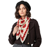 Red Poppy Square Scarf – Satin Remembrance Wrap for Women - Ivory / No - Shawls & Wraps