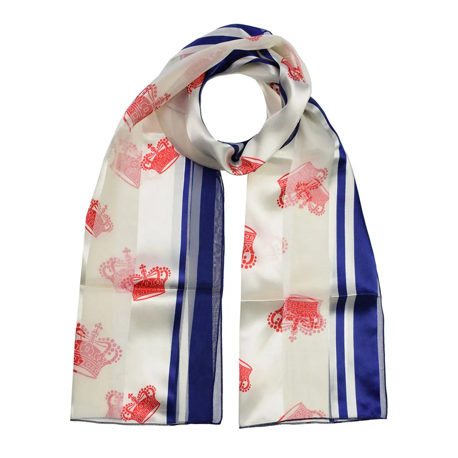 Regal Queens Crown Print Satin Stripe Scarf