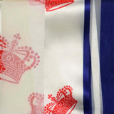 Regal Queens Crown Print Satin Stripe Scarf - Luxurious & Elegant