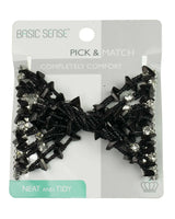 Black bow hair clip packaged with Rhinestone Beads Twin Magic Hair Combs - Double Slide Design
