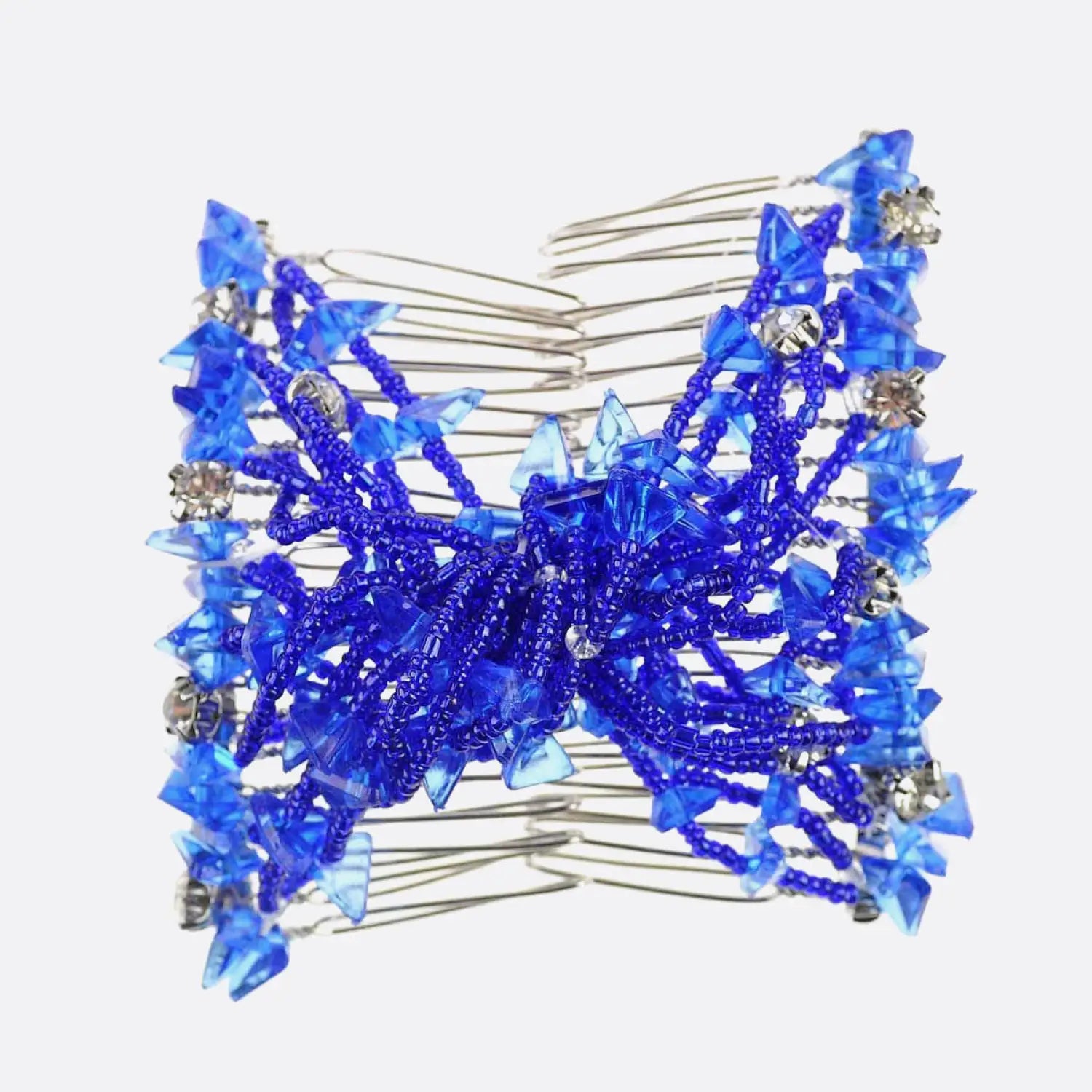 Blue hair comb with butterfly design from Rhinestone Beads Twin Magic Hair Combs.