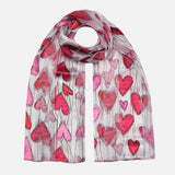 Romantic heart print lightweight satin scarf