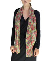 Soft lightweight scarf with ditsy floral print of roses