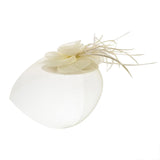 White rose mesh and feather net fascinator - elegant evening accessory