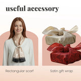 Rose Print Scarf with Black Border and Satin Stripe Finish - Scarves