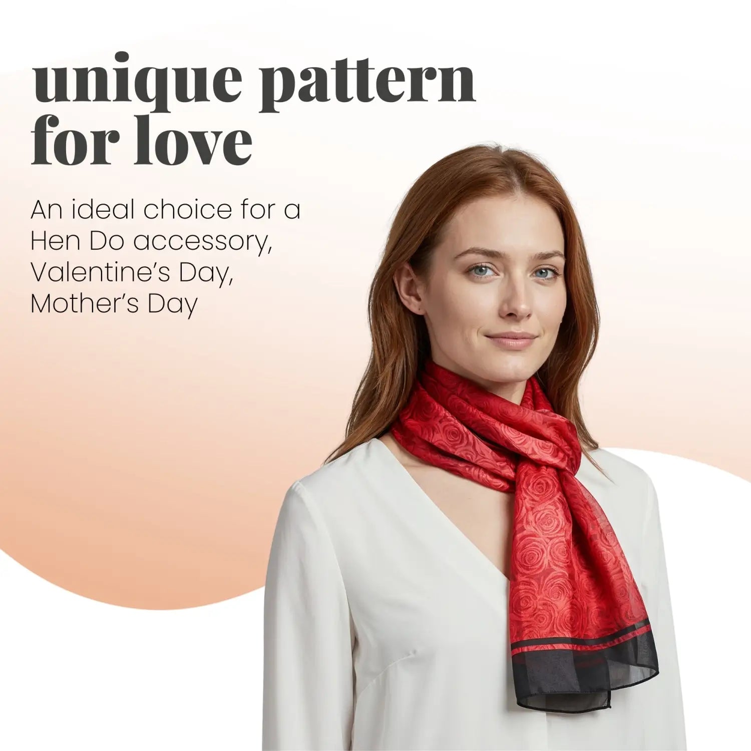 Rose Print Scarf with Black Border and Satin Stripe Finish - Scarves