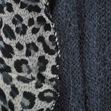 Ruffle Leopard Print Knitted Scarf in Black and White Leopard Print.