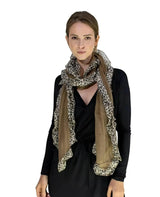 Ruffle leopard print scarf on woman