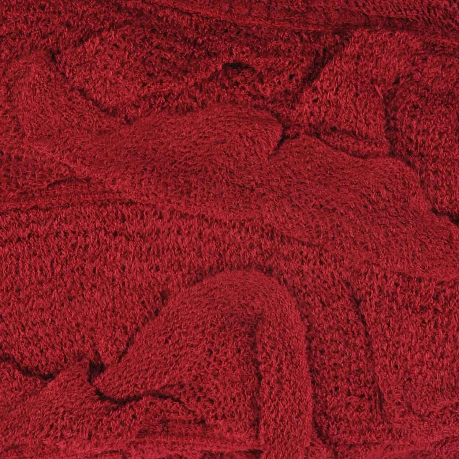 Red lightweight knitted ruffled scarf for Autumn/Winter.