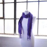 SALE Autumn Winter 100% Cotton Textured Woven Scarf, Purple - Mannequin wearing purple scarf