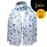 White butterfly print chiffon scarf for women, Mother’s day gift