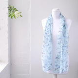 Light blue butterfly print chiffon scarf for women, Mother’s day gift