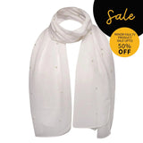 SALE Chiffon Pearl Scarf Luxurious Head Wrap Hijab Scarves Off White - Scarves