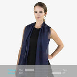 Woman wearing navy blue scarf from SALE Classic Plain Chiffon Lightweight Scarf, Mint