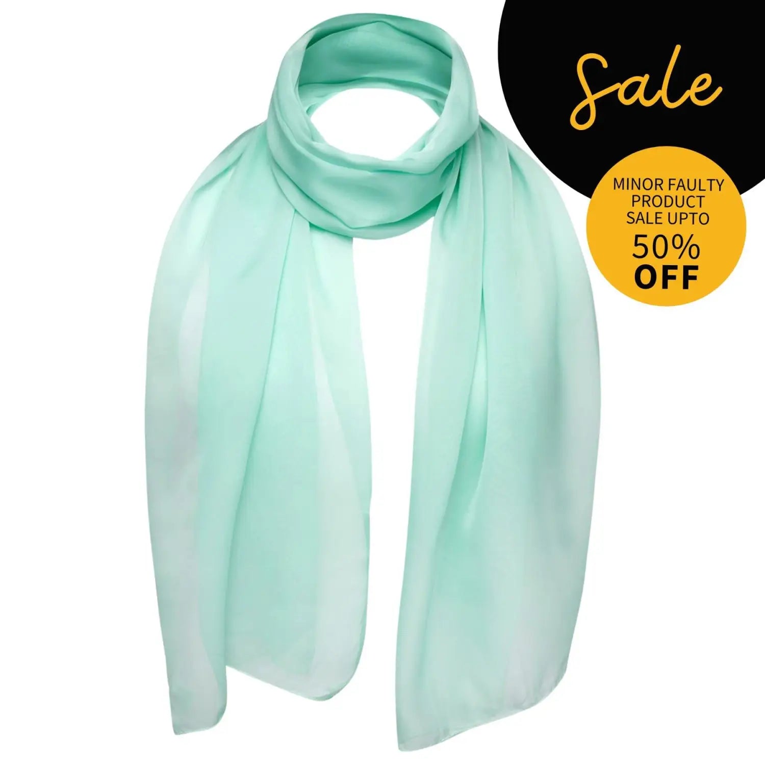 SALE Classic Plain Chiffon Lightweight Scarf in Mint Green