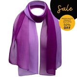 SALE Classic Plain Chiffon Scarf Two Tone Purple - Scarves