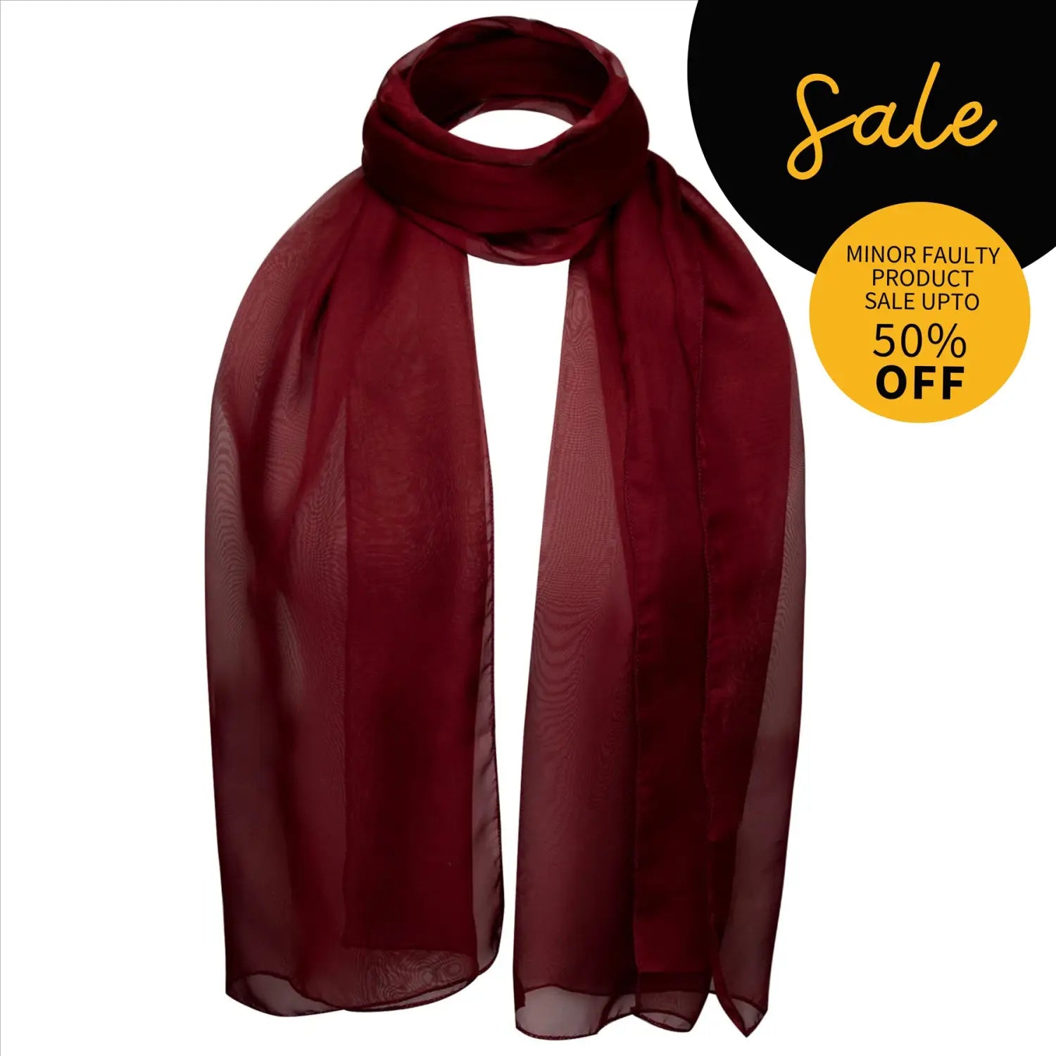 SALE Classic Plain Chiffon Scarf Unisex Lightweight Group Scarves Burgundy - Scarves