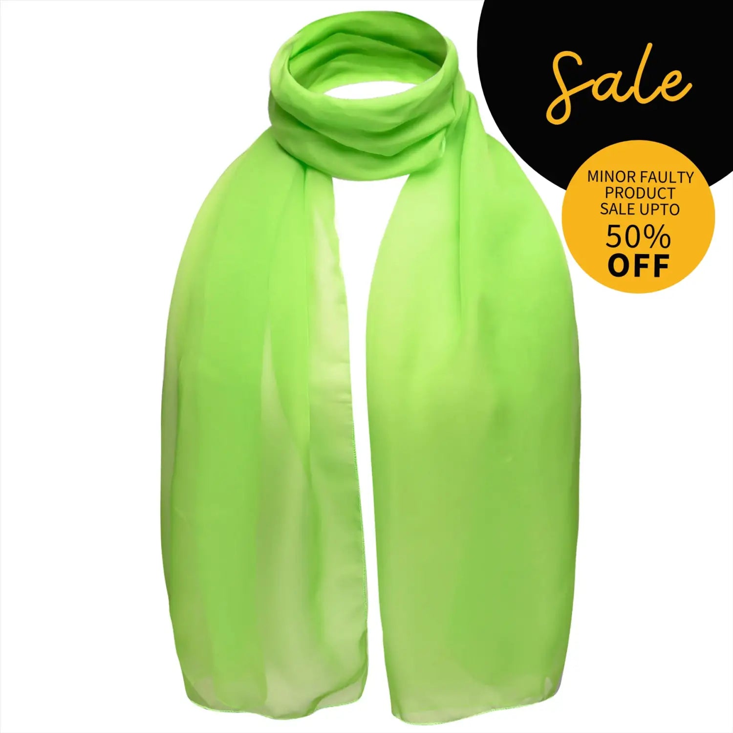 SALE Classic Plain Chiffon Scarf Unisex Lightweight Scarves Light Green - Scarves