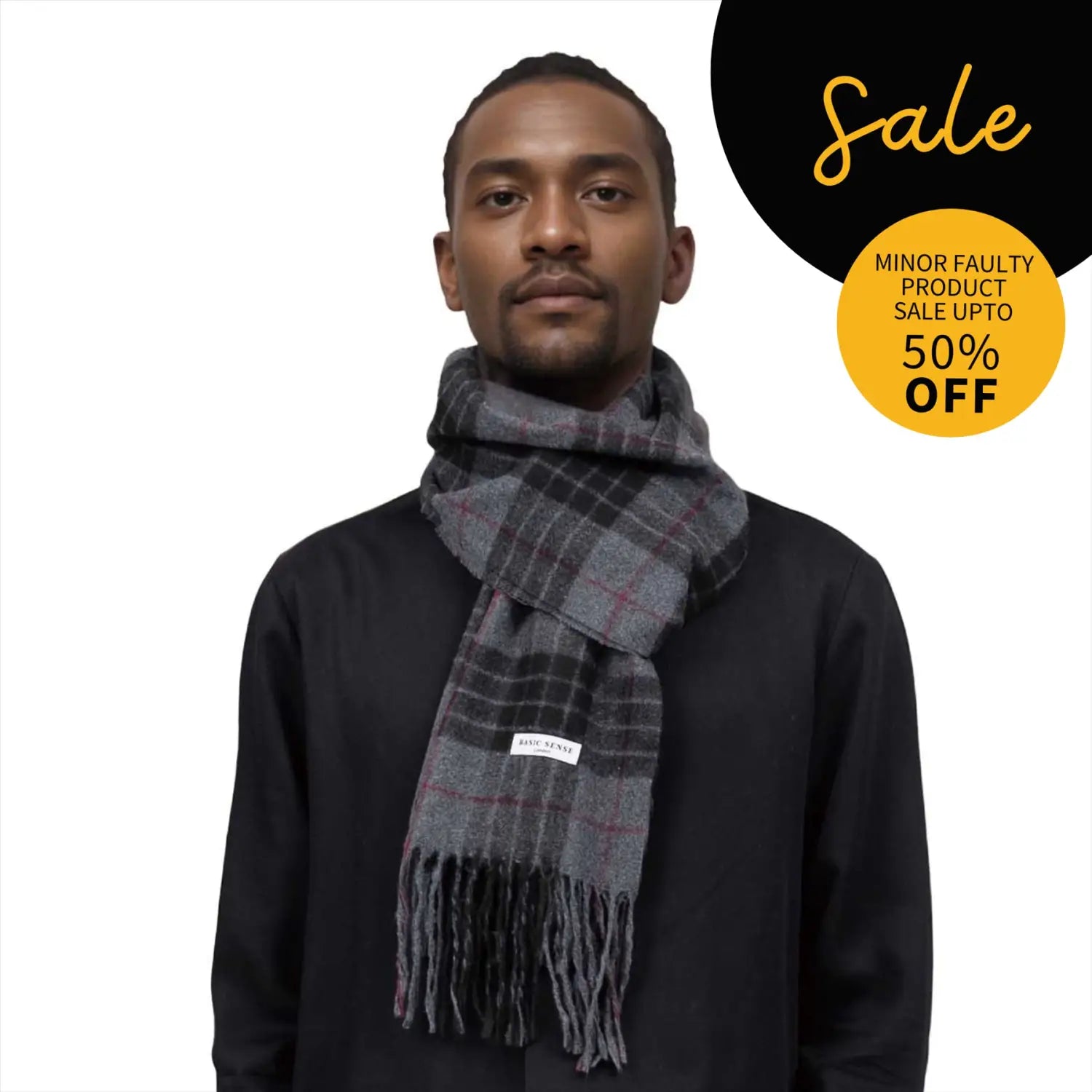 SALE Classic Tartan Check Winter Warm Scarf Dark Grey - Scarves