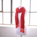 SALE Crinkled Cotton Scarf with Tassels, Red - man wearing red scarf