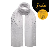 Dragonfly foil print oversized scarf in light grey with white design