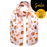 White scarf with pumpkin pattern, features minor faults, perfect for Halloween SALE