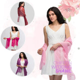 Woman in white dress with pink and purple shawl, SALE Large Plain Chiffon Scarf Oversized Shawl for Wedding Evening Party