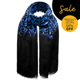 SALE Leopard Scarf, Animal Two Tone Shade Ombre Oversized Scarves, Royal Blue