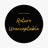 Red SALE Plain 100% Genuine Silk Scarf with ’our safe is a return unacceptable’ slogan