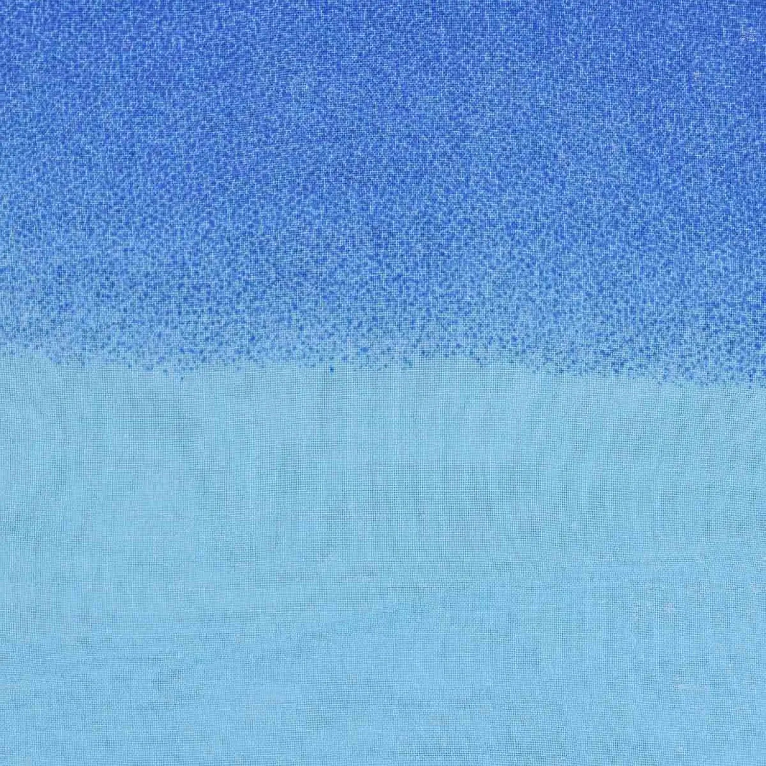 Gradient transition from dark blue to light blue in a plain chiffon scarf for unisex