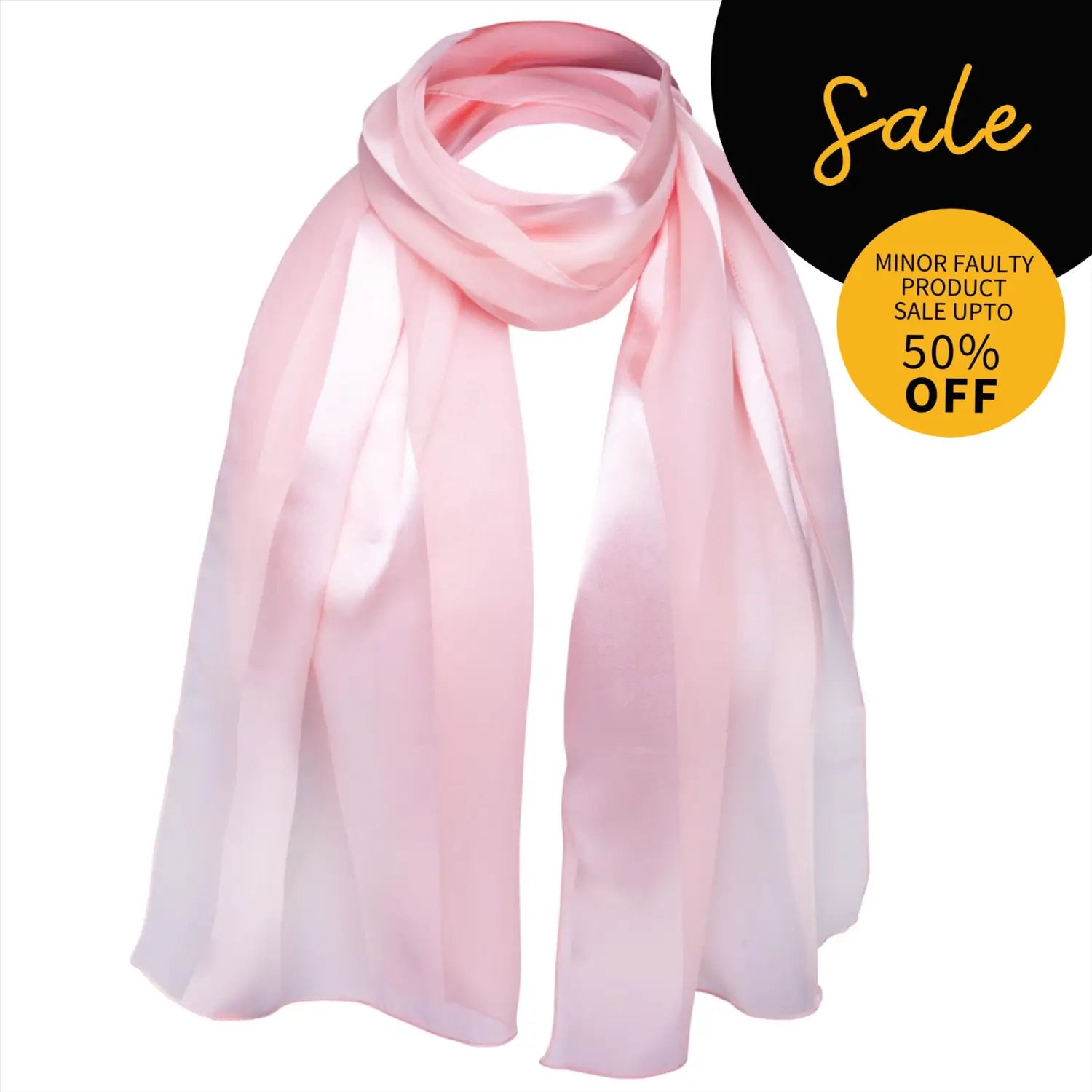 SALE Plain Satin Striped Shiny Scarf Baby Pink - Scarves