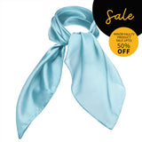 SALE Pure Mulberry Silk Square Scarf in Sky Blue with Black Circle Detail