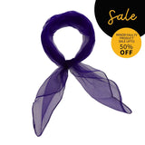 SALE Plain Square Chiffon Purple Scarf with Black Circle Design