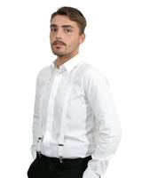 SALE Plain Y-Shape Braces for Trouser with 2.5cm Width Unisex - Man in white shirt and black pants