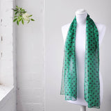 Green polka dot chiffon scarf for sale