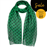 Green polka dot chiffon scarf on sale