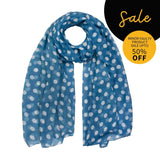 Blue and white polka dot oversized maxi scarf - SALE Retro Polka Dot.