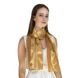 SALE Satin Stripe Scarf in Gold Color - Lightweight Silky Chiffon