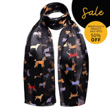 SALE Satin Stripe Dog Print Scarf, Multi Black