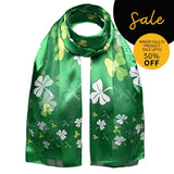 Green shamrock scarf for sale St. Patrick’s Day with satin stripes