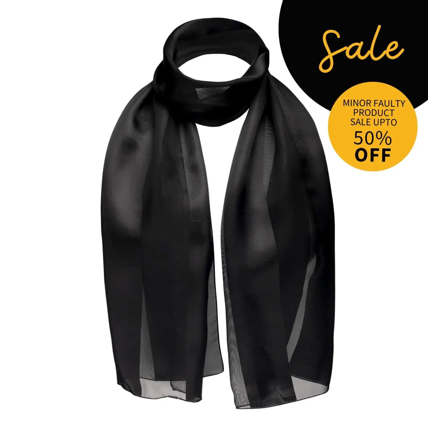 SALE Shiny Satin Stripe Scarf in Black.
