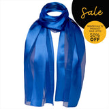 Royal Blue Satin Stripe Scarf on Black Background with Circle
