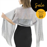 SALE Sparkling Metallic Lurex Shawl Silver Grey - Scarves