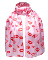 Satin lightweight scarf with kiss mark design